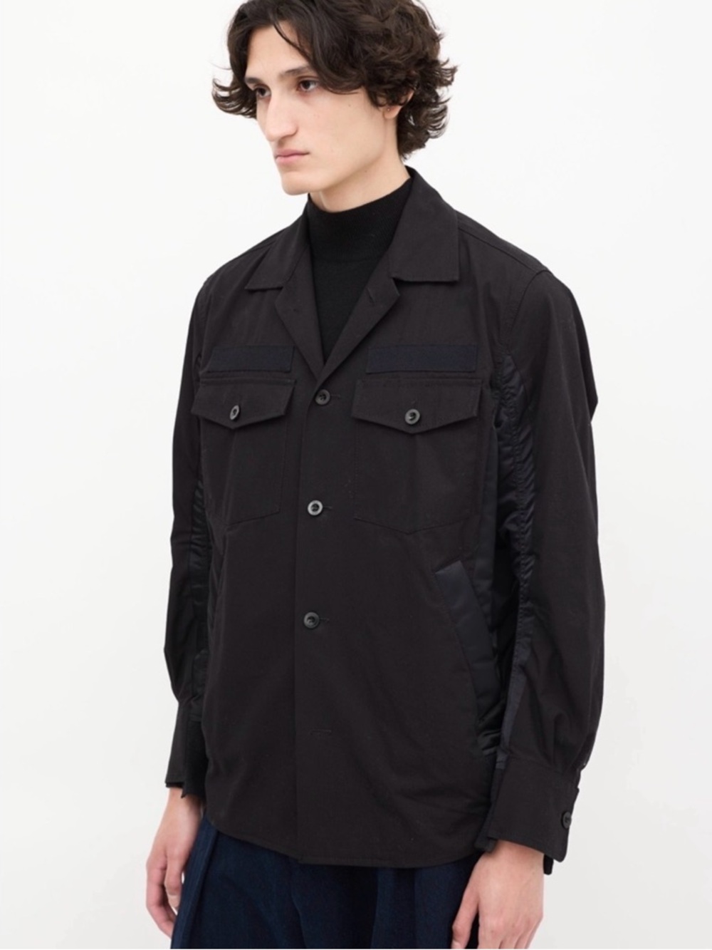 Sacai Black Button-Front Lightweight Shirt Jacket
